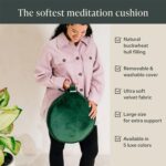 Mindful and Modern Velvet Meditation Cushion - Luxury Zafu Floor Pillow for Yoga - Large Buckwheat Meditation Pillow with Luxe Removable Cover in Six Colors - Image 4