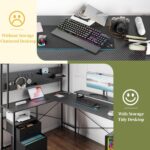 Yoobure L Shaped Gaming Desk with Pegboard, Reversible Computer Desk with LED Lights & Power Outlets, Drawers & Storage Shelves, Home Office Desks - Image 8
