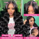 13x6 Body Wave Lace Front Wigs Human Hair Pre Plucked HD Transparent Lace Frontal Wigs Human Hair 180% Density Glueless Human Wigs with Baby Hair for Women 26 Inch - Image 6