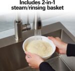 Hamilton Beach Digital Programmable Rice Cooker & Food Steamer, 8 Cups Cooked (4 Uncooked), With Steam & Rinse Basket, Stainless Steel (37518) - Image 5