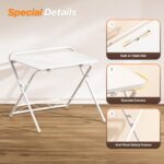 Huuger Folding Desk with 3-Level Adjustable Height and Tablet Slot, 24 Inch Foldable Computer Desk for Small Spaces, Space Saving, Writing Work Table for Home Office, Bedroom, Study, White - Image 10
