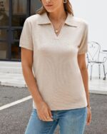 Arach&Cloz Women's Wool Blend Summer Fall Tops Business Casual Polo Shirts 2025 - Image 4