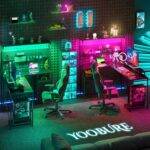 Yoobure L Shaped Gaming Desk with Pegboard, Reversible Computer Desk with LED Lights & Power Outlets, Drawers & Storage Shelves, Home Office Desks - Image 5