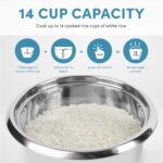 Aroma Housewares Select Stainless Rice Cooker & Warmer with Uncoated Inner Pot, 14-Cup(cooked) / 3Qt, ARC-757SG - Image 6
