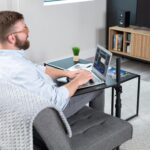 VIVO 20 inch Over Couch Swivel Table, Laptop Desk for Remote Work, Portable Recliner Workstation with Height Adjustable Swing Arm, Black, DESK-ST01C - Image 3