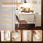 Huuger Folding Desk with 3-Level Adjustable Height and Tablet Slot, 24 Inch Foldable Computer Desk for Small Spaces, Space Saving, Writing Work Table for Home Office, Bedroom, Study, White - Image 6