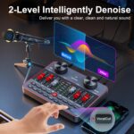 Podcast Equipment Bundle for 2 Mic Tiktok Video Content Creator Kit, Audio Interface DJ Mixer Sound Card/Board Condenser Microphone for Studio Smartphone/PC/Laptop Broadcast Recording/Live Stream - Image 6