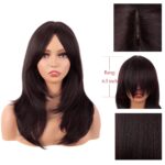 MapofBeauty 20 Inch/50 cm Long Layered With Bangs Straight Synthetic fiber Shoulder Length Hair for Daily Use or Party Wig (Dark Brown) - Image 6