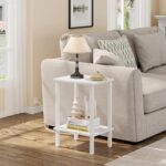 TUTOTAK End Table with Charging Station, Set of 2, Small Side Table with Outlets, Nightstand Bedside Table, 2-Tier Storage Shelf for Small Space, Living Room, Bedroom White TB01BW041 - Image 3