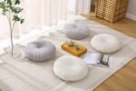 Floor Pillow Meditation Cushion Round Large Floor Pillows Seating for Adults, Velvet Thick Floor Cushions for Yoga Living Room Balcony Outdoor Tatami 18inches（Beige） - Image 6