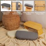 Meditation Chair w/ Extra Thick Cushion - Portable Bamboo Meditation Bench w/ Magnetic Locking Hinge - Anterior Tilt Seiza Bench Ideal for Comfortable & Stable Meditation - Sleek Canvas Kneeling Chair - Image 6