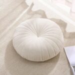 Floor Pillow Meditation Cushion Round Large Floor Pillows Seating for Adults, Velvet Thick Floor Cushions for Yoga Living Room Balcony Outdoor Tatami 18inches（Beige） - Image 2