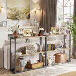 TIQLAB Small Entryway Table, 29.5" Narrow Console Table with Shelves, Sofa Table, Couch Table, Side Table, Entry Table for Hallway, Living Room, Small Space, Grey - Image 6