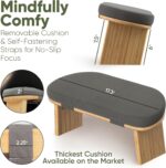 Meditation Chair w/ Extra Thick Cushion - Portable Bamboo Meditation Bench w/ Magnetic Locking Hinge - Anterior Tilt Seiza Bench Ideal for Comfortable & Stable Meditation - Sleek Canvas Kneeling Chair - Image 5