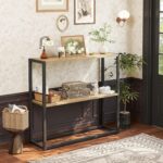 TIQLAB Small Entryway Table, 29.5" Narrow Console Table with Shelves, Sofa Table, Couch Table, Side Table, Entry Table for Hallway, Living Room, Small Space, Grey - Image 3