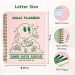 To Do List Cute Planner Undated Notebook, A4 Large Hardcover Spiral Schedule Retro Notebook, Aesthetic Daily for Students Girls Teens , Pink, Green (8.5x11) - Image 3