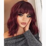 AISI HAIR Curly Bob Wig with Bangs Short Wavy Wine Red Color Wigs for Women Bob Style Synthetic Heat Resistant Bob Wigs - Image 2