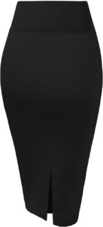 Hybrid & Company Women's Premium Nylon Ponte Stretch High Waist Pencil Suit Skirt Below Knee - Image 4