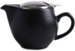 Small Ceramic Teapot With Stainless Steel Infuser, Heat Resistant, Perfect Tea Maker, Black, 350ml/12.0oz - Image 2