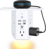 Wall Outlet Extender with Shelf and Night Light,Surge Protector,USB Wall Charger with 5 AC Outlets and 3 USB Ports 1 USB C Outlet Wide Space 3-Sided Power Strip Multi Plug Outlets… - Image 2