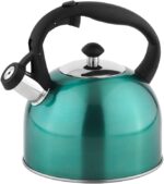 Amazon Basics Stainless Steel Tea Kettle, Hot Water Kettle with Whistle Spout, Fast Boiling, Ergonomic Handle, 2.4-Quart, Teal - Image 2