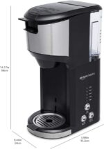 Amazon Basics Single Serve Coffee Maker K-Cup, 14 Oz, Black & Stainless Steel Machine, 5.98"D x 9.44"W x 14.17"H - Image 6