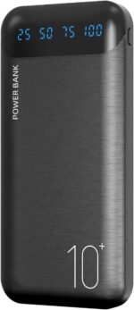Power Bank 10000mAh Portable Charger Slim External Battery Pack with 2 USB 2.4A Outputs and USB C In/Out Compatible with Huawei iPhone 16 15 14 13 12 iPad Samsung Galaxy S20 Android Tablet (Black) - Image 2
