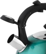 Amazon Basics Stainless Steel Tea Kettle, Hot Water Kettle with Whistle Spout, Fast Boiling, Ergonomic Handle, 2.4-Quart, Teal - Image 5