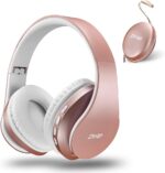 ZIHNIC Bluetooth Headphones Over-Ear, Foldable Wireless and Wired Stereo Headset Micro SD/TF, FM for Cell Phone,PC,Soft Earmuffs &Light Weight for Prolonged Wearing(Rose Gold) - Image 2