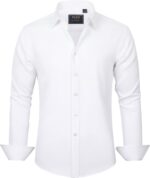 J.VER Men's Dress Shirts Solid Long Sleeve Stretch Wrinkle-Free Formal Shirt Business Casual Button Down Shirts - Image 2