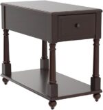 Narrow End SideTable with Drawer and Storage Shelf, Solid Wood Sofa Tables, Slim Beside Table-, Telephone for Small Spaces, Living Room, 22"L x 13"W x 22.7"H No-tools Assembly Dark Walnut BBJ004DWA - Image 6
