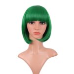 MapofBeauty 12 Inch/30 cm Fashion Lady Short Straight Flat Bangs Bob Wig (Green) - Image 2