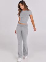 ANRABESS Lounge Sets for Women 2 Piece Foldover Yoga Flare Leggings Pants Crop Tops Casual Y2K Outfits Matching Tracksuit Set - Image 9
