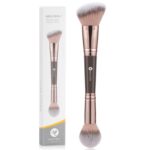 KINGMAS Foundation Makeup Brush, Double-ended Angled/Round Top Contour Brush for Beauty Blending Liquid Powder, Concealer Cream Cosmetics Blush Makeup Brush (Brown) - Image 2