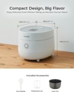 CUCKOO Rice Cooker 3 Cup Uncooked / 6 Cup Cooked, Modern Fuzzy Logic Rice Cooker Small with Delay Timer & Keep Warm Setting, Versatile Food Steamer for Cooking, Non-Stick Inner Pot, White (CR-0375FW) - Image 8