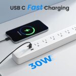 GHome Smart Plug Power Strip, WiFi Surge Protector with 6 Individually Controlled Smart Outlets, 3 USB Ports (2 USB-A and 1 USB-C), Works with Alexa & Google Home, Flat Plug for Home Office, 2.4Ghz - Image 3