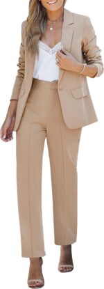 luvamia Women's Two Piece Sets Pants Suits Dressy Business Casual Outfits Professional Blazer Pantsuits Set Work Office - Image 2