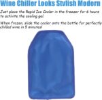 Wine Cooler Sleeve - Bottle Chill Ice Pack for Freezer - Vodka, Tequila Chiller Carrier - Christmas Holiday Gifts for Wine Lovers (Blue) - Image 3