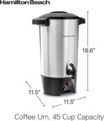 Hamilton Beach 45 Cup Coffee Urn and Hot Beverage Dispenser, Silver - Image 9