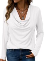 EVALESS Womens Tops Cowl Neck Shirts Long Sleeve Teacher Clothes Office Business Dressy Casual Blouse 2025 Spring Summer - Image 2