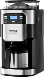 VEVOR Coffee Maker with Grinder, 8 Cup Coffee Machine, Grind and Brew Coffee Maker with 3 Brew Strength Control, 24-Hour Timer for Auto Brew, for Home Office Restaurant - Image 11