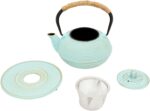 Juvale Cast Iron Teapot with Infuser - Japanese Tea Kettle - Loose Leaf Tetsubin & Trivet (Green, 3 Pcs, 18 oz/500 ml) Cast Iron Kettle - Image 6