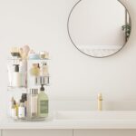 Rotating Makeup Organizer, DIY 8 Adjustable Layers Spinning Skincare Organizer, Cosmetic Display Case with Brush Holder Perfume Tray, Multi-Function Storage Carousel for Vanity Bathroom Countertop - Image 3