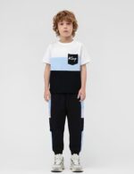 Size 6-12 Years Boys Fashion Clothes Spring Summer Short Sleeve Top & Pants Color Block Clothing Sets - Image 4