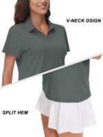 TACVASEN Women's V-Neck Polo Shirts UPF 50+ Short Sleeve Sun Protection Quick Dry Golf Polos Collared Shirt - Image 5