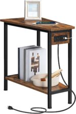 HOOBRO Wedge End Table with Charging Station, Recliner Wedge Side Table with Open Storage Shelves, Industrial Triangle Accent Table for Small Spaces, Corner, Living Room, Rustic Brown BF64UBZ01G1 - Image 10