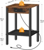 HOOBRO Side Table with Charging Station, Set of 2 End Tables with USB Ports and Outlet, Nightstand with 2-Tier Storage Shelf, for Living Room, Bedroom, Small Space, Rustic Brown and Black BF91UBZP201 - Image 4