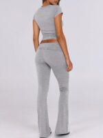 ANRABESS Lounge Sets for Women 2 Piece Foldover Yoga Flare Leggings Pants Crop Tops Casual Y2K Outfits Matching Tracksuit Set - Image 5