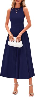 PRETTYGARDEN Spring Casual Dresses for Women 2025 Summer Business Work Midi Sleeveless A Line Pleated Cocktail Dress - Image 2