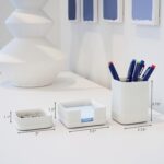 Aesthetic Desk Organizer Set of 3 For Your Office - Sturdy Concrete Desktop Accessories For Women or Men Enhance Any Office Decor - Set incl. Pen Holder, Paperclip Storage and Sticky Note Holder - Image 8